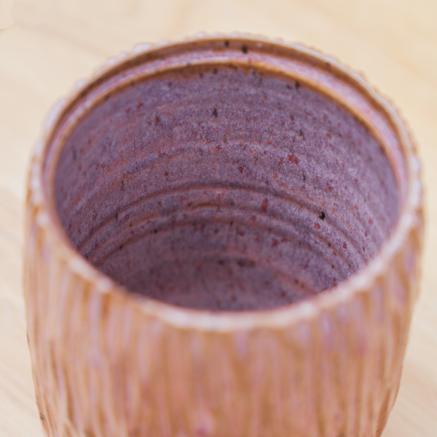 Tall Carved Lidded Pot - Paprika